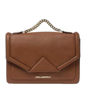 Karl Lagerfeld Brown Leather K/Klassik Shoulder Bag