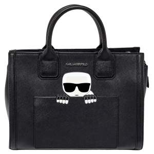 Karl Lagerfeld Black Saffiano Leather K/Ikonik Tote