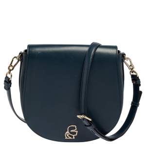 Karl Lagerfeld Teal Blue Leather K/Pura Shoulder Bag