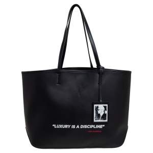 Karl Lagerfeld Black Leather Karl Legend Tote
