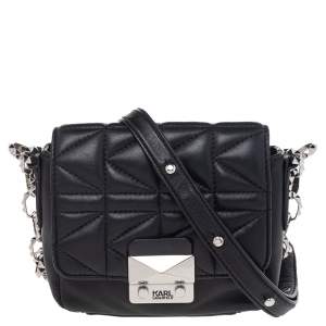 Karl Lagerfeld Black Quilted Leather Shoulder Bag