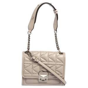 Karl Lagerfeld Beige Leather K Kuilted Stud Shoulder Bag