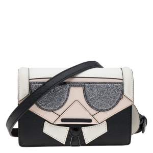 Karl Lagerfeld Black Leather K/Kocktail Karl Crossbody Bag