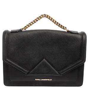 Karl Lagerfeld Black Leather K/Klassik Shoulder Bag