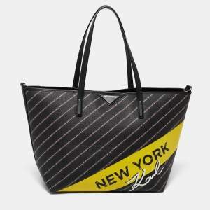 Karl Lagerfeld Black Coated Canvas K/City Shopper Tote