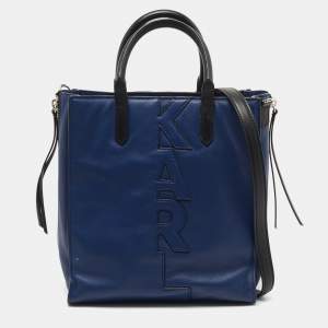 Karl Lagerfeld Blue/Black Leather Zip Tote