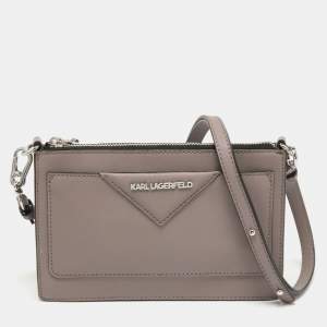 Karl Lagerfeld Taupe Leather K/Klassik Shoulder Bag