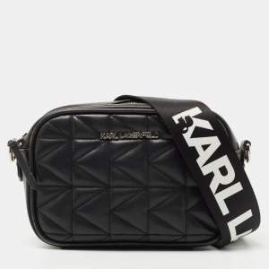 Karl Lagerfeld Black Leather K/Kuilted Camera Bag
