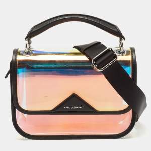 Karl Lagerfeld Black/Iridescent PVC and Leather Kalifornia 2 in 1 Bag