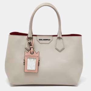 Karl Lagerfeld Grey Textured Leather Tote