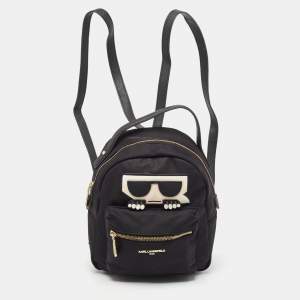 Karl Lagerfeld Black Nylon and Leather Amour Backpack
