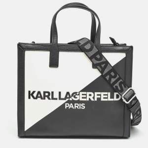Karl Lagerfeld Black/White Faux Leather Nouveau Tote