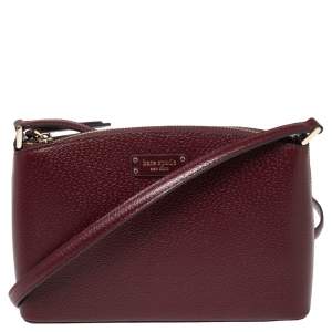 Pre Owned Kate Spade Burgundy Leather Jeanne Crossbody Bag