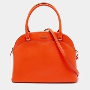 Pre Owned Kate Spade Orange Leather Medium Dome Satchel