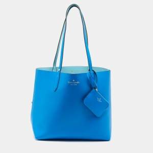 Pre Owned Kate Spade Blue Leather Ava Reversible Tote