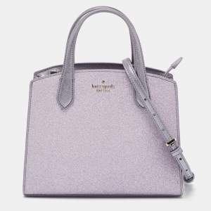 Pre Owned Kate Spade Lilac Glitter Fabric and Leather Tinsel Satchel