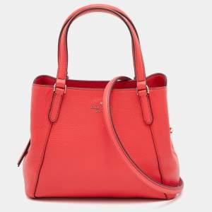 Pre Owned Kate Spade Coral Red Leather Jackson Medium Triple Compartment Satchel
