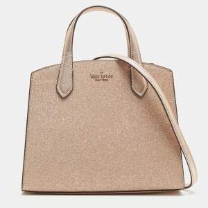 Kate Spade Rose Gold Glitter Fabric and Leather Tinsel Satchel
