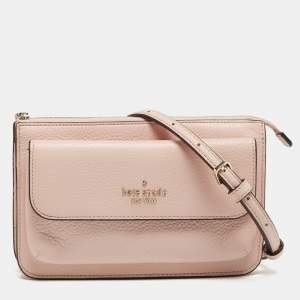 Kate Spade Rose Smoke Pebbled Leather Small Leila Crossbody Bag