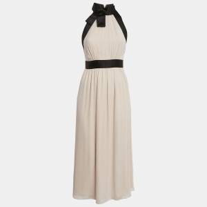 Kate Spade Beige/Black Silk Sleeveless Mini Dress S
