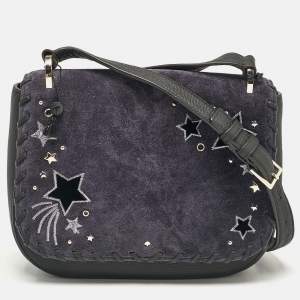 Kate Spade Blue/Black Leather and Suede Madison Daniels Drive Stars Tressa Crossbody Bag