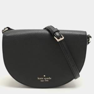 Kate Spade Black Leather Luna Crescent Crossbody Bag