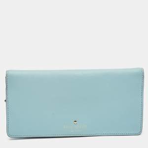 Kate Spade Light Blue Leather Bifold Continental Wallet