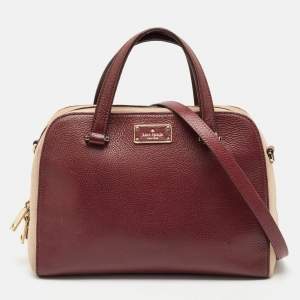 Kate Spade Burgundy/Beige Leather and Suede Satchel
