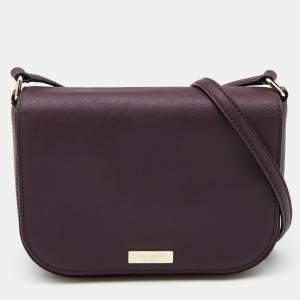 Kate Spade Plum Purple Leather Large Laurel Way Carsen Crossbody Bag
