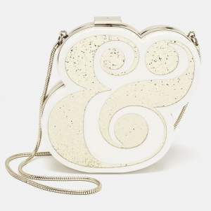 Kate Spade White/Gold Acrylic Wedding Belles Ampersand Clutch