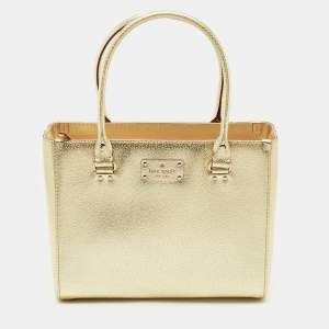 Kate Spade Gold Leather Quinn Wellesley Tote