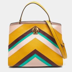 Pre Owned Kate Spade Multicolor Leather Medium Romy Intarsia Top Handle Bag