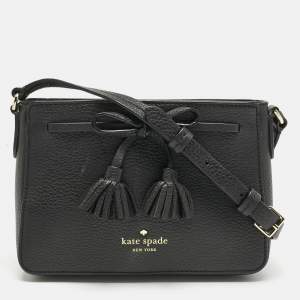 Pre Owned Kate Spade Black Leather Hayes Street Eniko Crossbody Bag