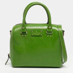 Pre Owned Kate Spade Wellesley Alessa Green Leather Satchel