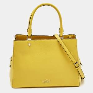 Pre Owned Kate Spade Leila Triple Compartment Yellow Leather Tote