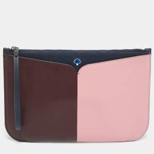 Pre Owned Kate Spade Nicola Colorblock Leather Wristlet Pouch