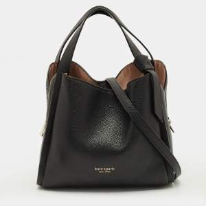 Pre Owned Kate Spade Knott Medium Black Leather Crossbody Tote