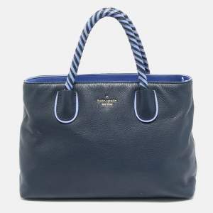مملوكة مسبقًا Kate Spade Woods Drive Bodie Navy Blue/Lilac Leather Tote