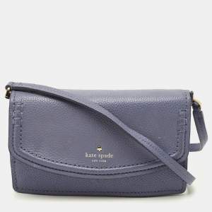 Pre Owned Kate Spade Orchard Street Austyn Purple Leather Crossbody Bag