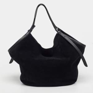 Pre Owned Kate Spade Tulip Large Black Deco Suede Tote