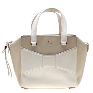 Kate Spade Beige/White Leather 2 Park Avenue Beau Tote