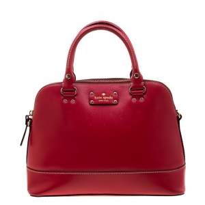 Pre Owned Kate Spade Red Leather Wellesley Rachelle Satchel