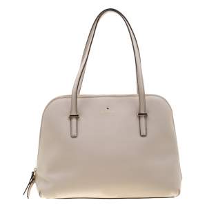 Pre Owned Kate Spade Light Beige Leather Maise Dome Satchel