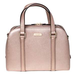 Pre Owned Kate Spade Peach Metallic Leather Satchel