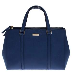 Pre Owned Kate Spade Navy Blue Leather Mulberry Street Leighann Tote