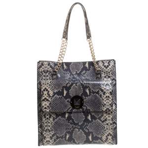 Kate Spade Grey/Beige Snake Effect Leather South Kensington Denee Tote