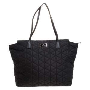 Pre Owned Kate Spade Black Quilted Nylon New Lightweight Tote 