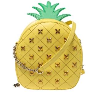 Pre Owned Kate Spade Yellow Pineapple Leather Crossbody Bag