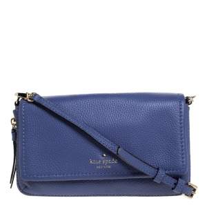 Kate Spade Lavender Leather Flap Zip Around Crossbody Bag 