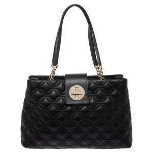 Pre Owned Kate Spade Black Quilted Leather Astor Court Elena Tote